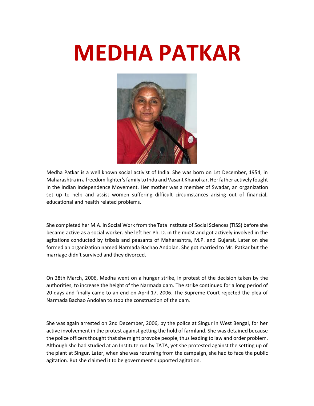 Medha Patkar