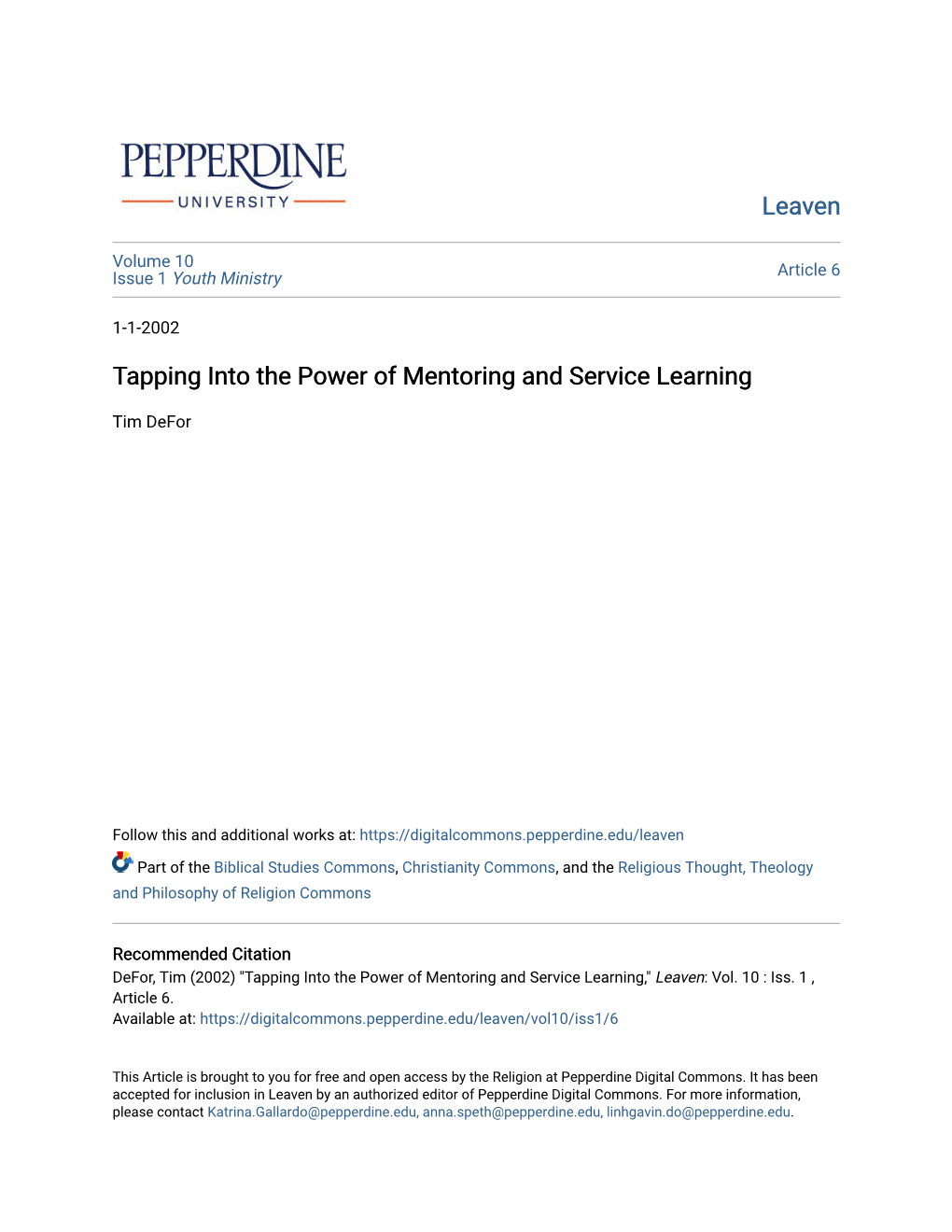 Tapping Into the Power of Mentoring and Service Learning