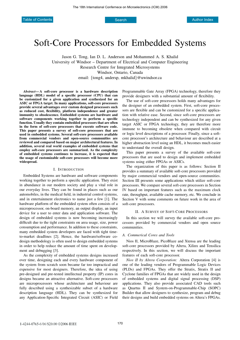 Soft-Core Processors for Embedded Systems