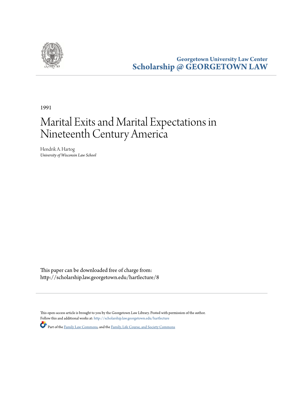 Marital Exits and Marital Expectations in Nineteenth Century America Hendrik A