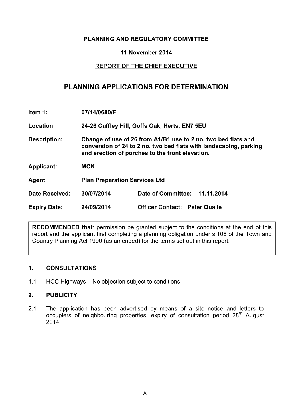 Planning Applications for Determination