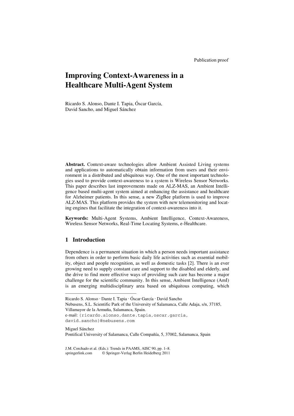 Improving Context-Awareness in a Healthcare Multi-Agent System