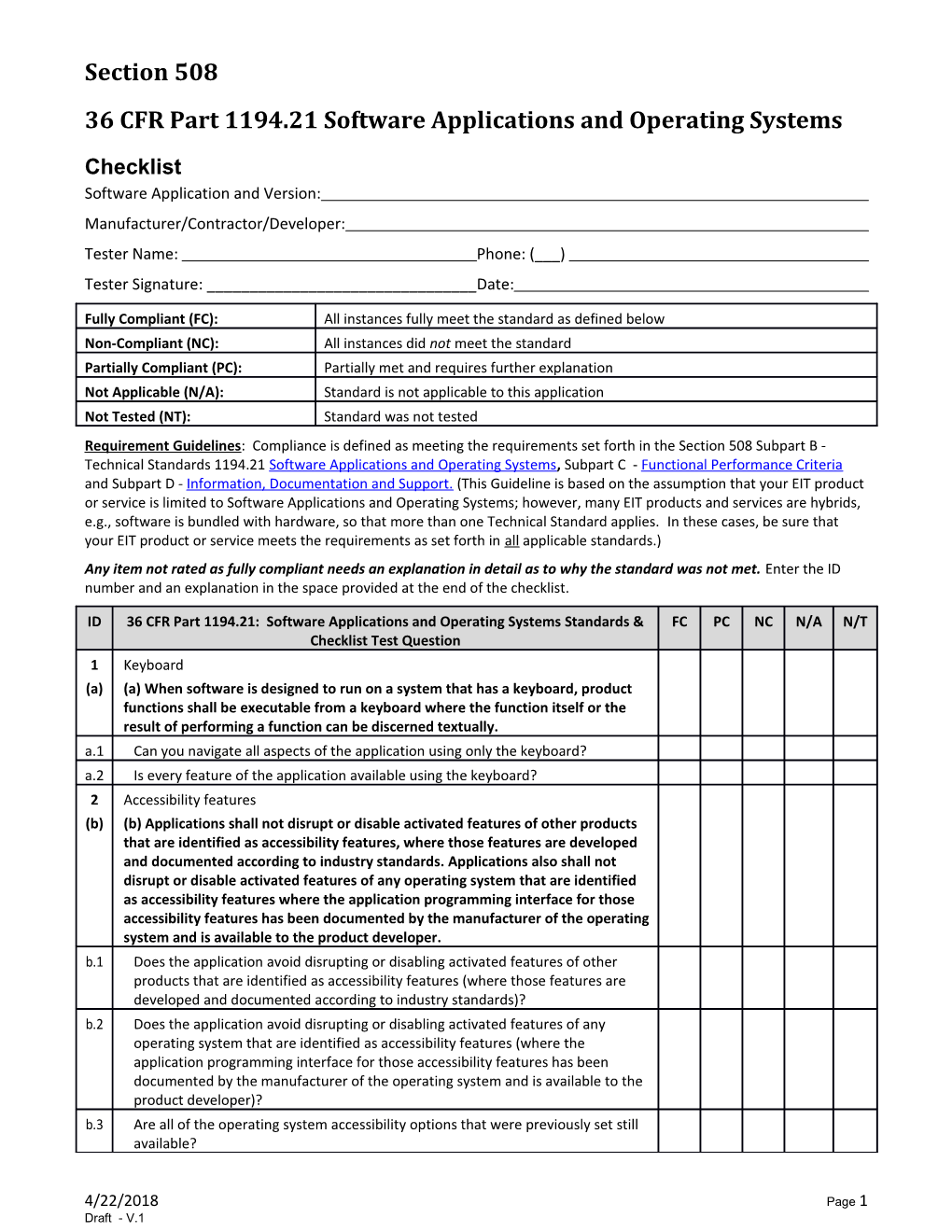 36 CFR Part 1194.21 Software Applications and Operating Systems