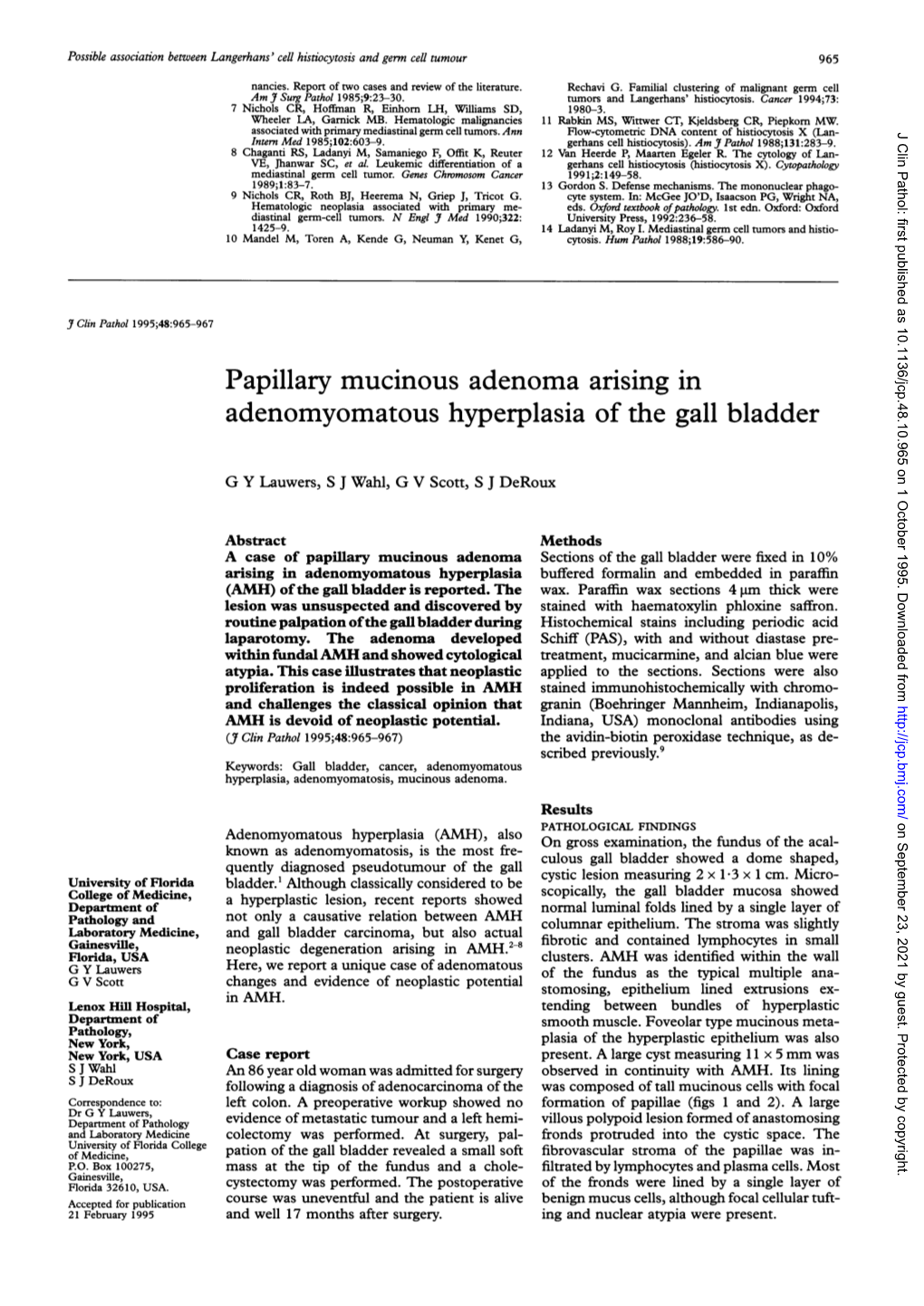 Papillary Mucinous Adenoma Arising in Adenomyomatous Hyperplasia of the Gall Bladder