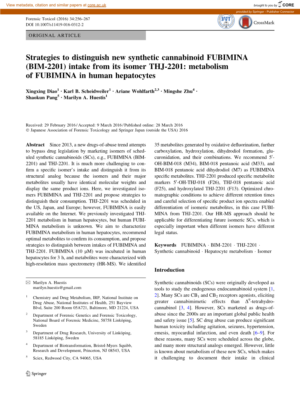 Metabolism of FUBIMINA in Human Hepatocytes