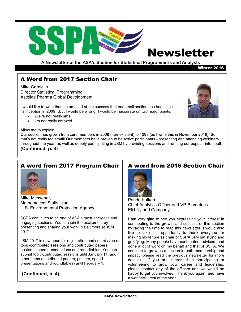 SSPA Newsletter 1