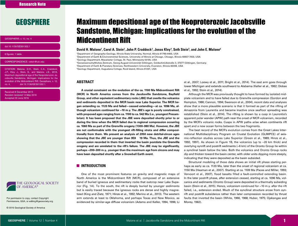 Implications for the Evolution of the Midcontinent Rift: Geosphere, V