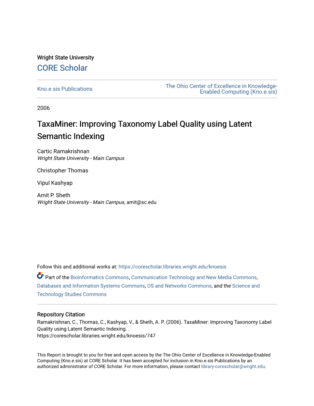 Improving Taxonomy Label Quality Using Latent Semantic Indexing