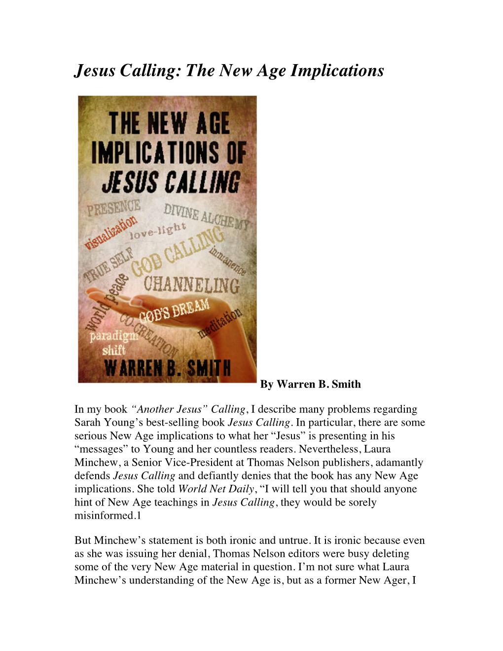 Jesus Calling: the New Age Implications