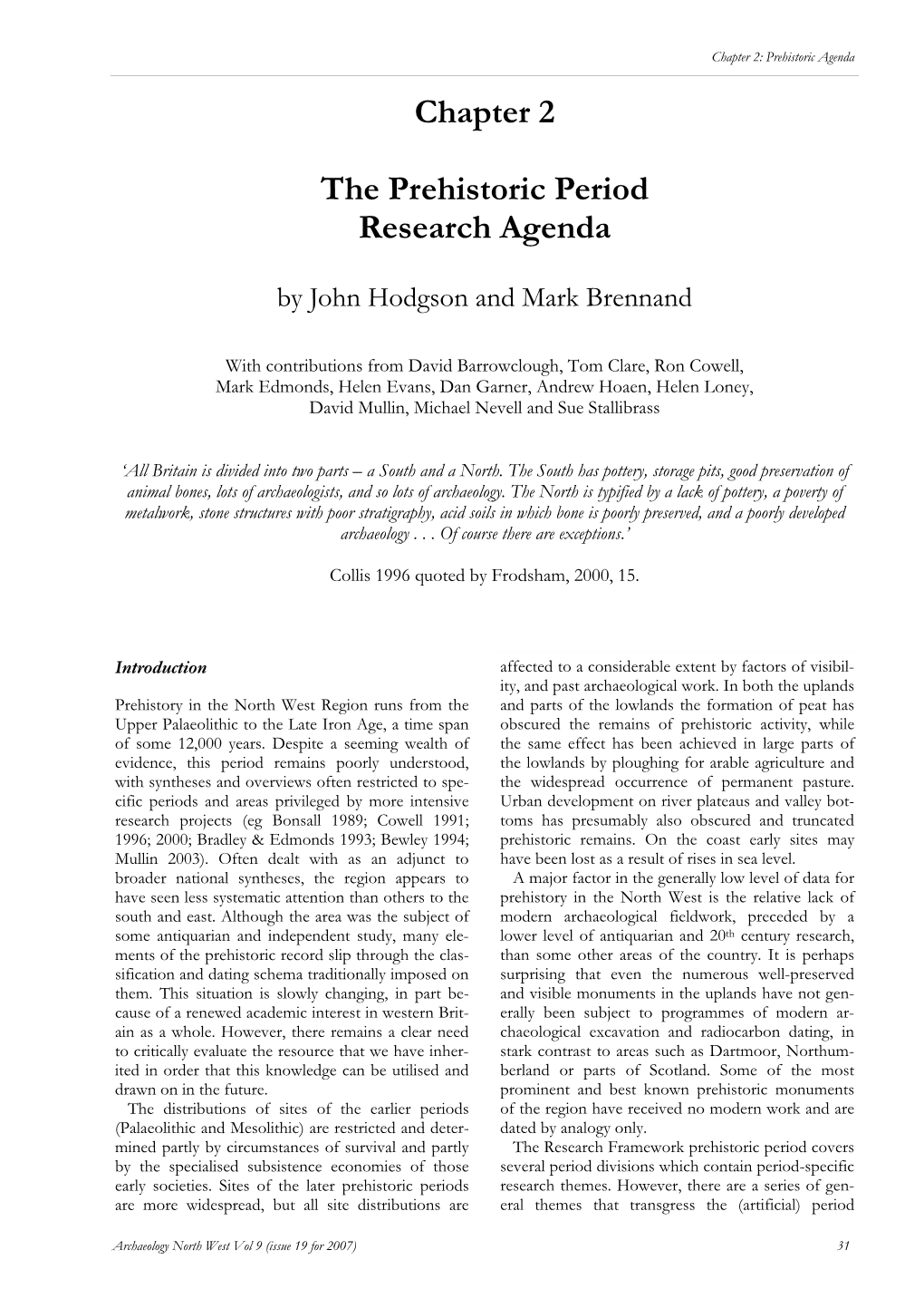2. the Prehistoric Period Research Agenda