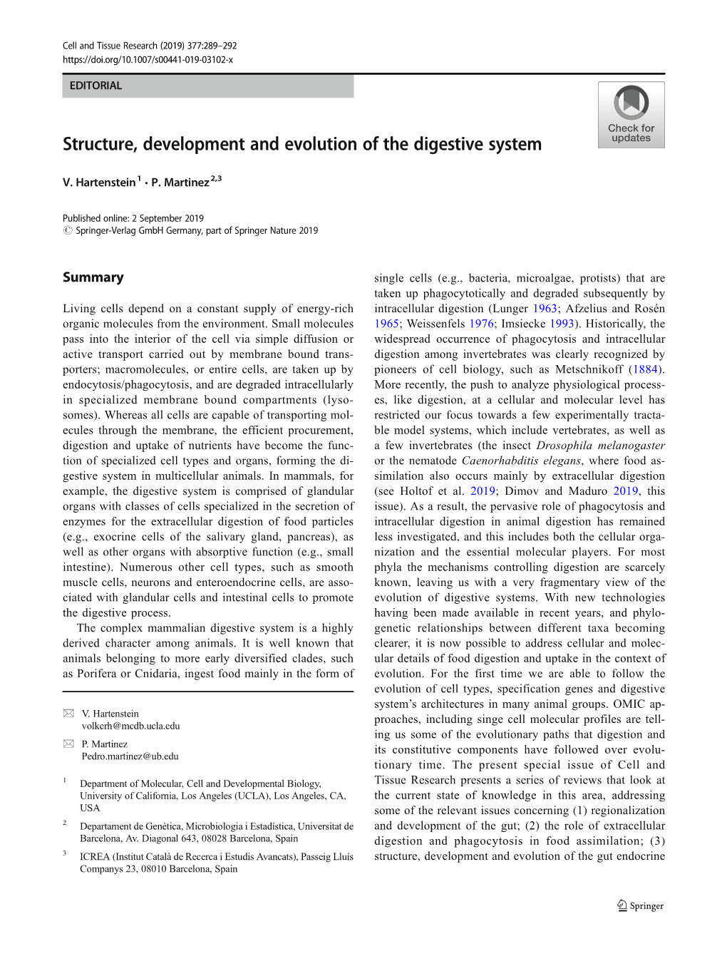 Structure, Development and Evolution of the Digestive System