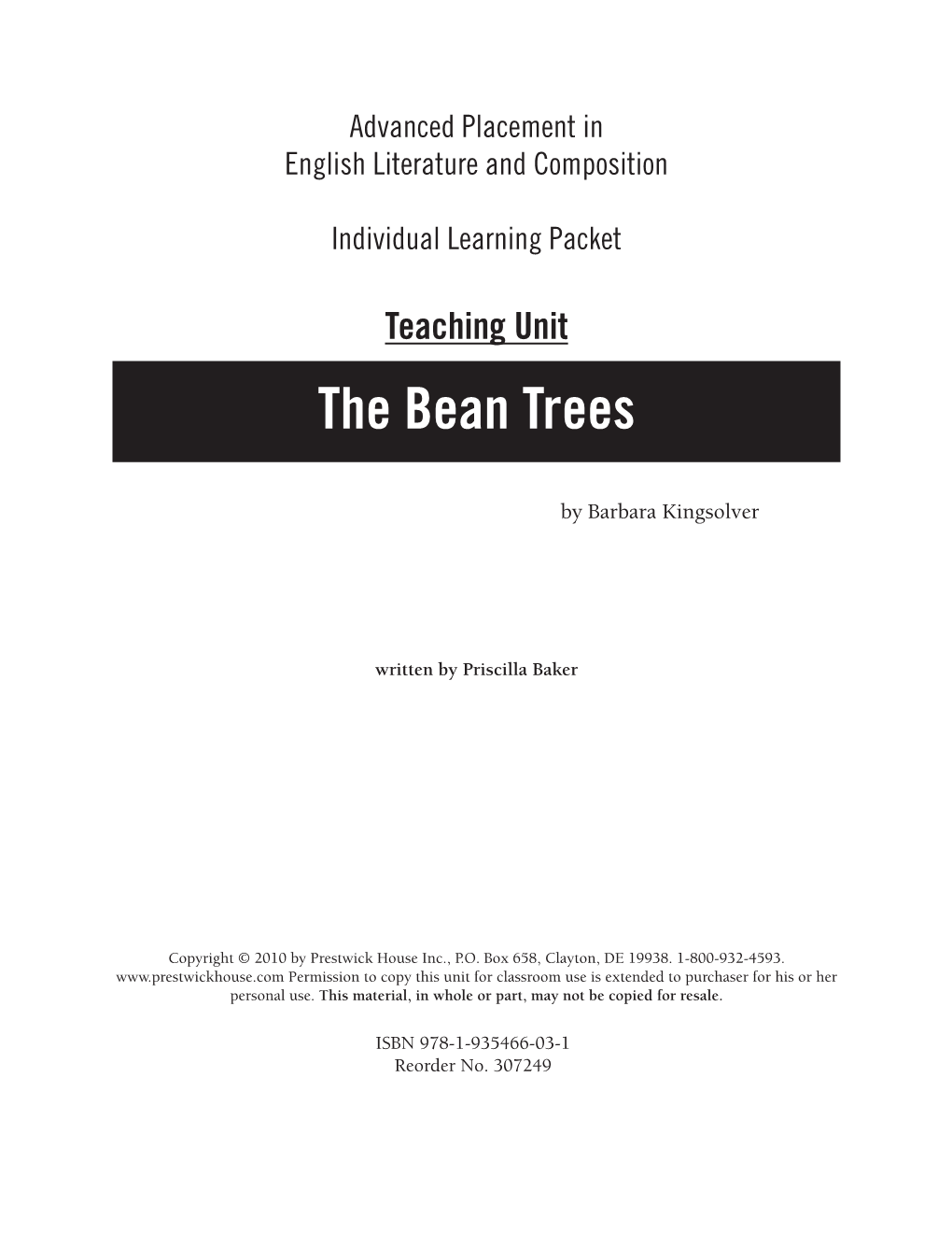 Teaching Unit the Bean Trees