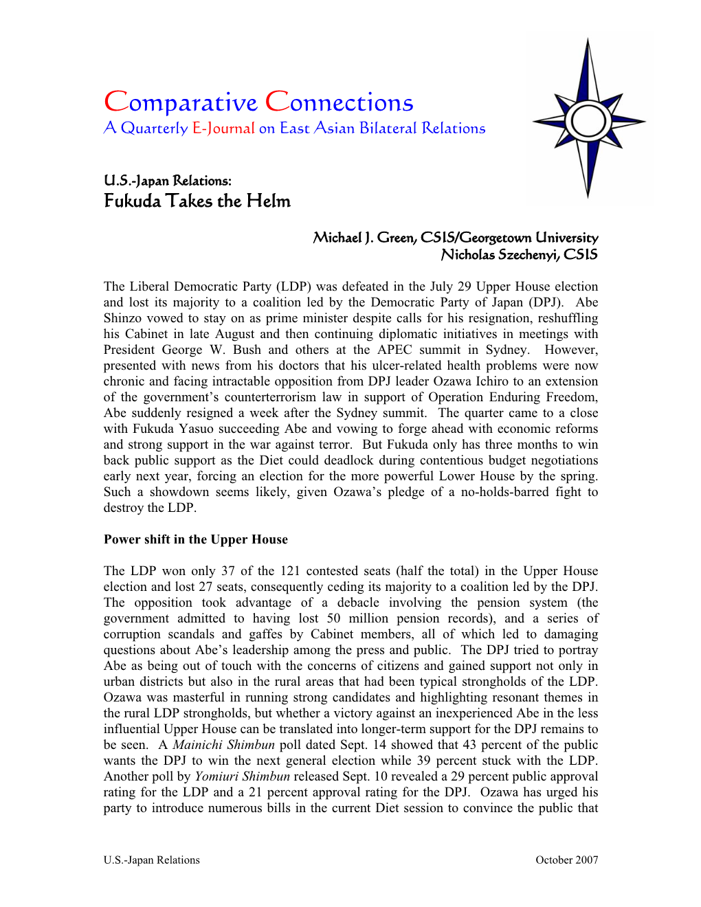 Comparative Connections a Quarterly E-Journal on East Asian Bilateral Relations