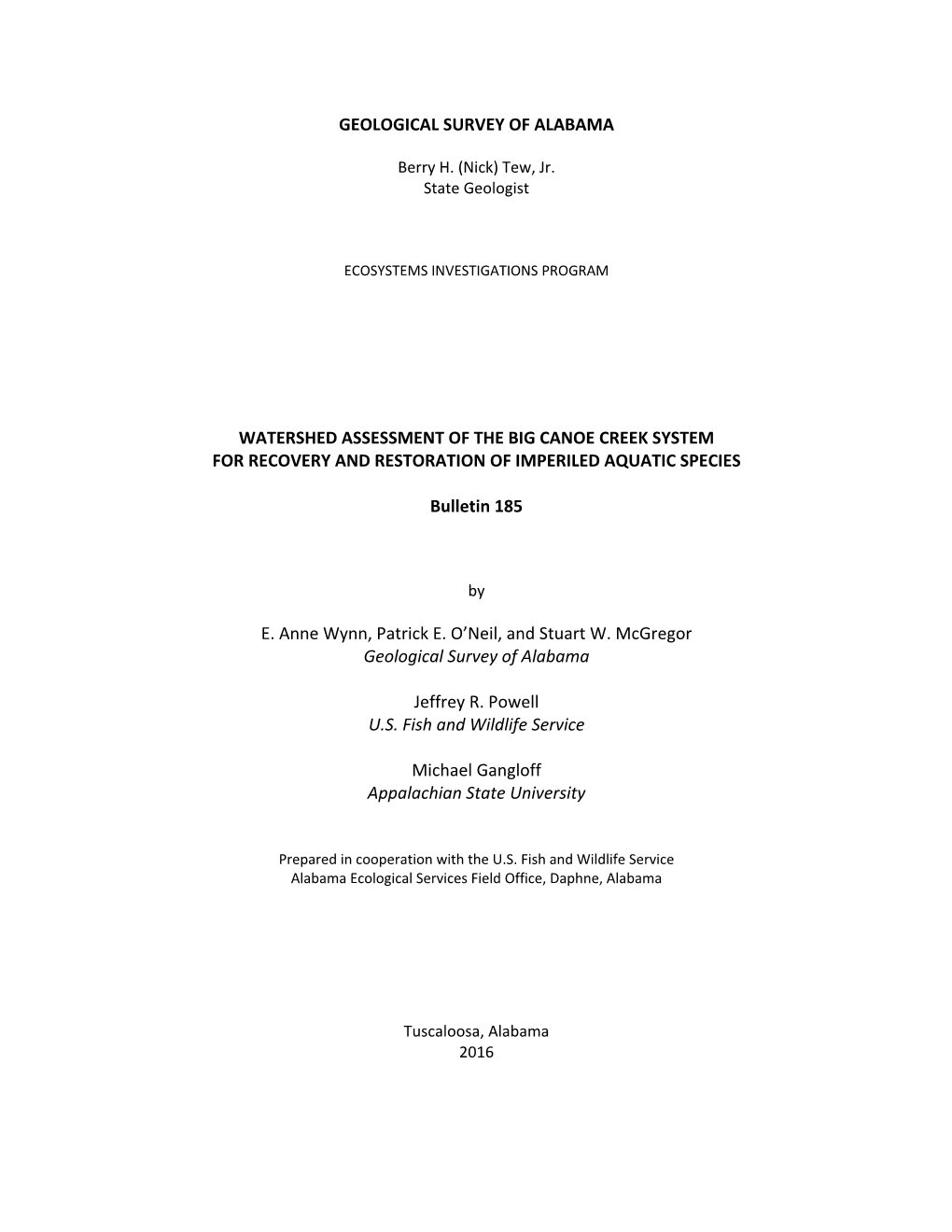 Geological Survey of Alabama Watershed