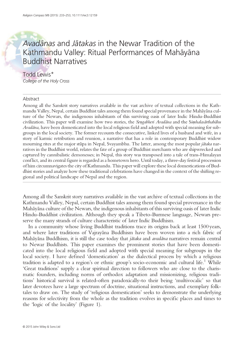 Avadānas and Jātakas in the Newar Tradition of the Kathmandu Valley: Ritual Performances of Mahāyāna Buddhist Narratives