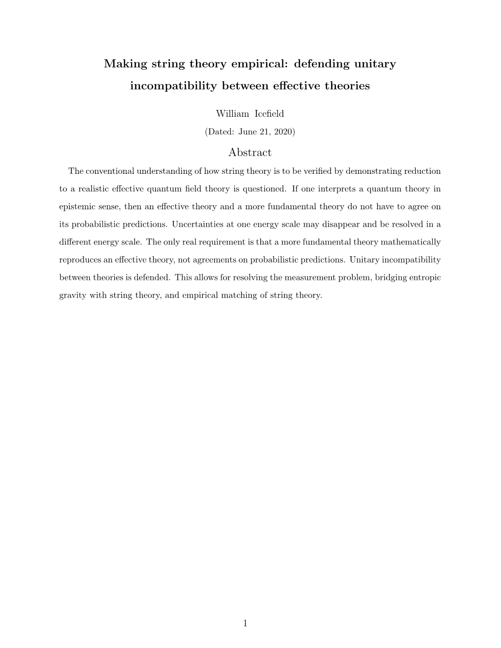 Making String Theory Empirical: Defending Unitary Incompatibility Between Eﬀective Theories