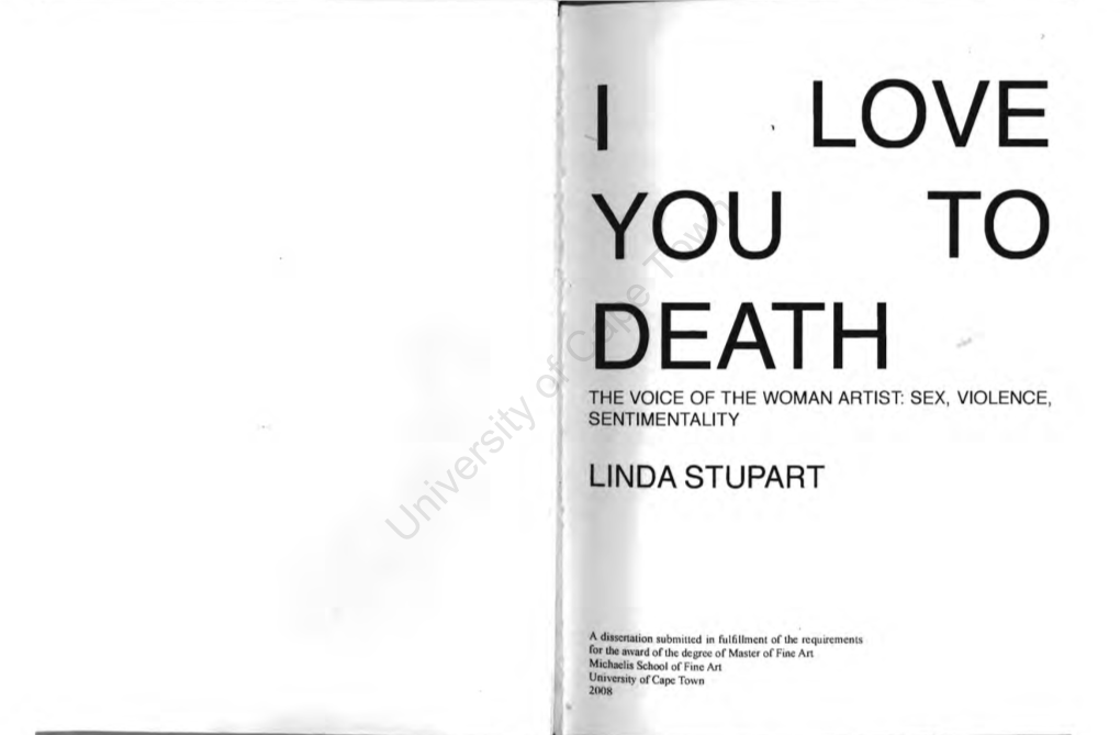 I Love You to Death the Voice of the Woman Artist: Sex, Violence