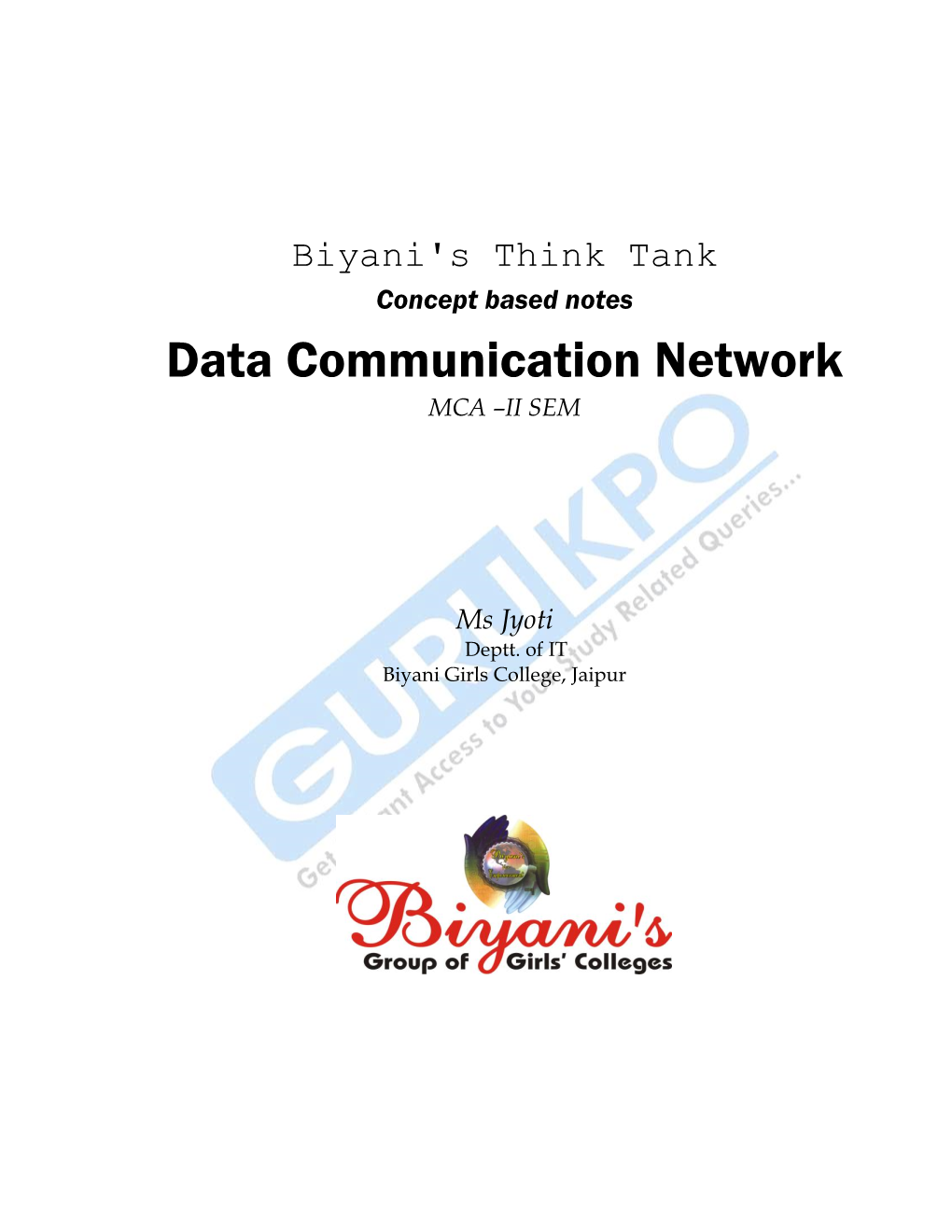 Data Communication Network MCA –II SEM