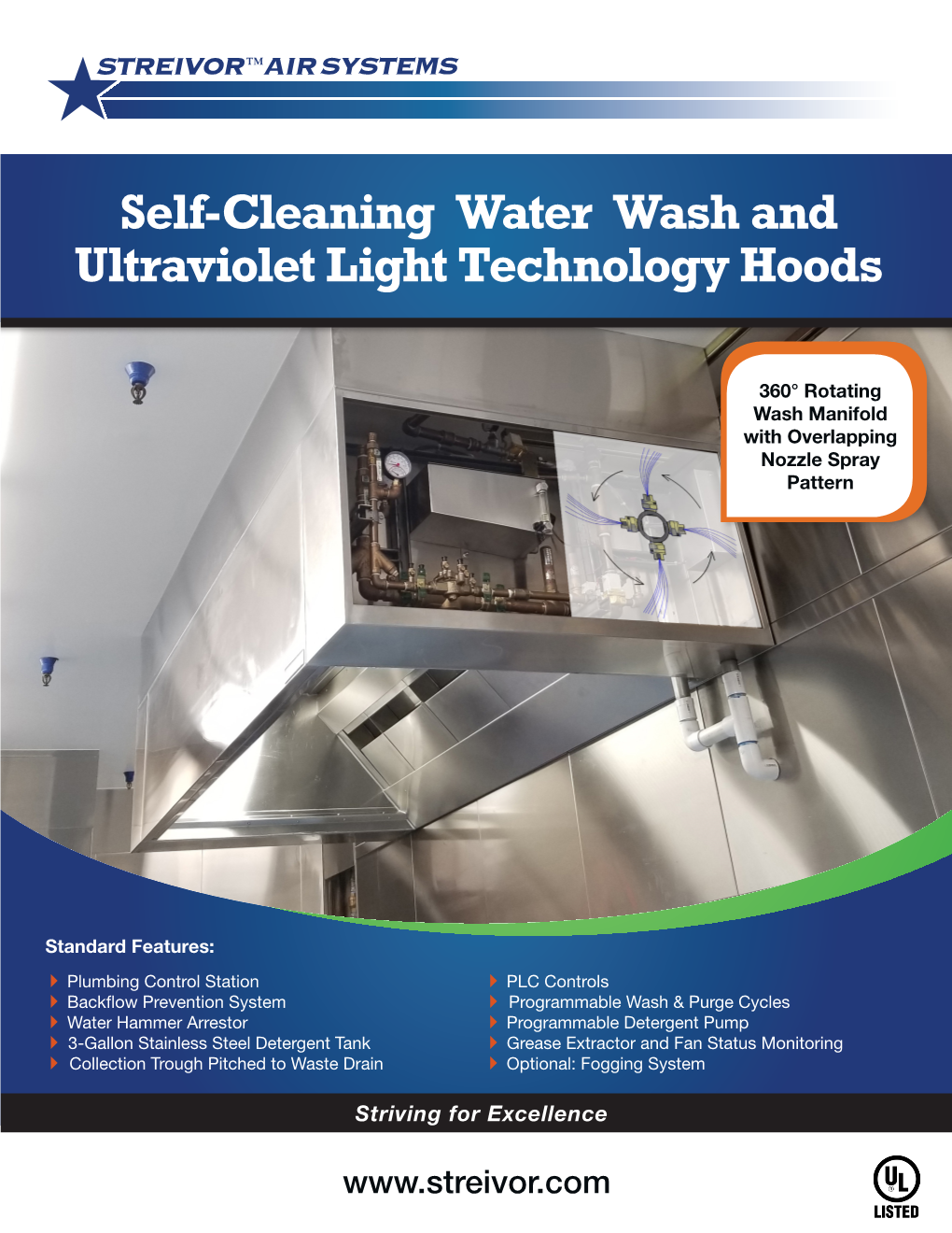 Self-Cleaning Water Wash and Ultraviolet Light Technology Hoods