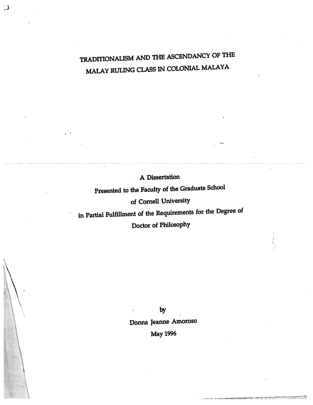 School Presented to the Faculty of the Graduate of Cornell University for the Degree of in Partial Fulfillment of the Requirements Doctor of Philosophy