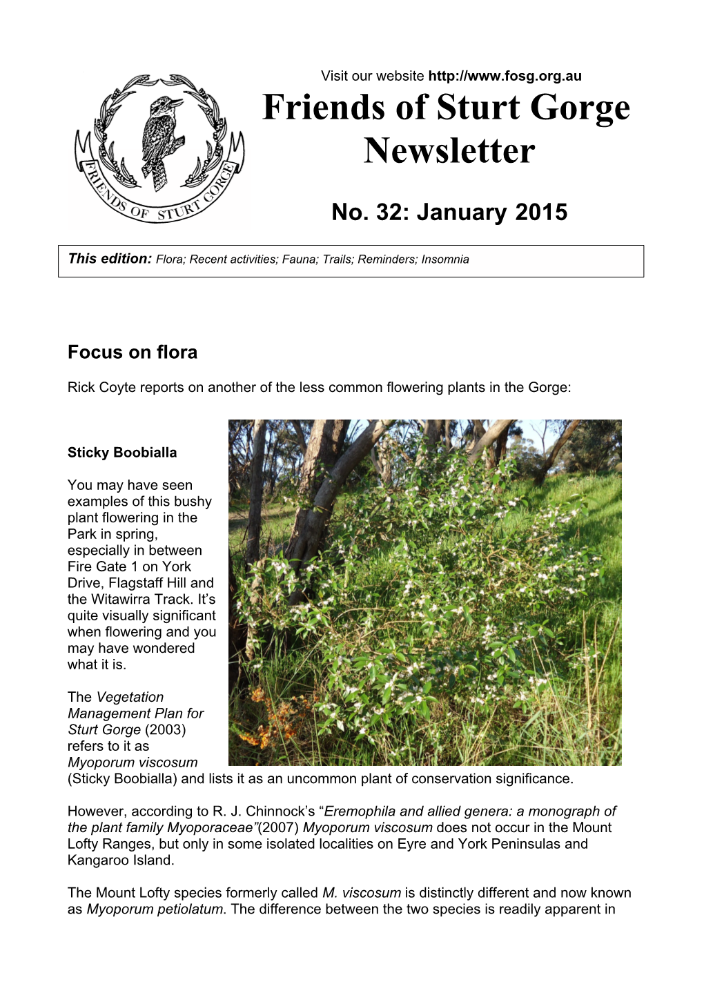 Friends of Sturt Gorge Newsletter