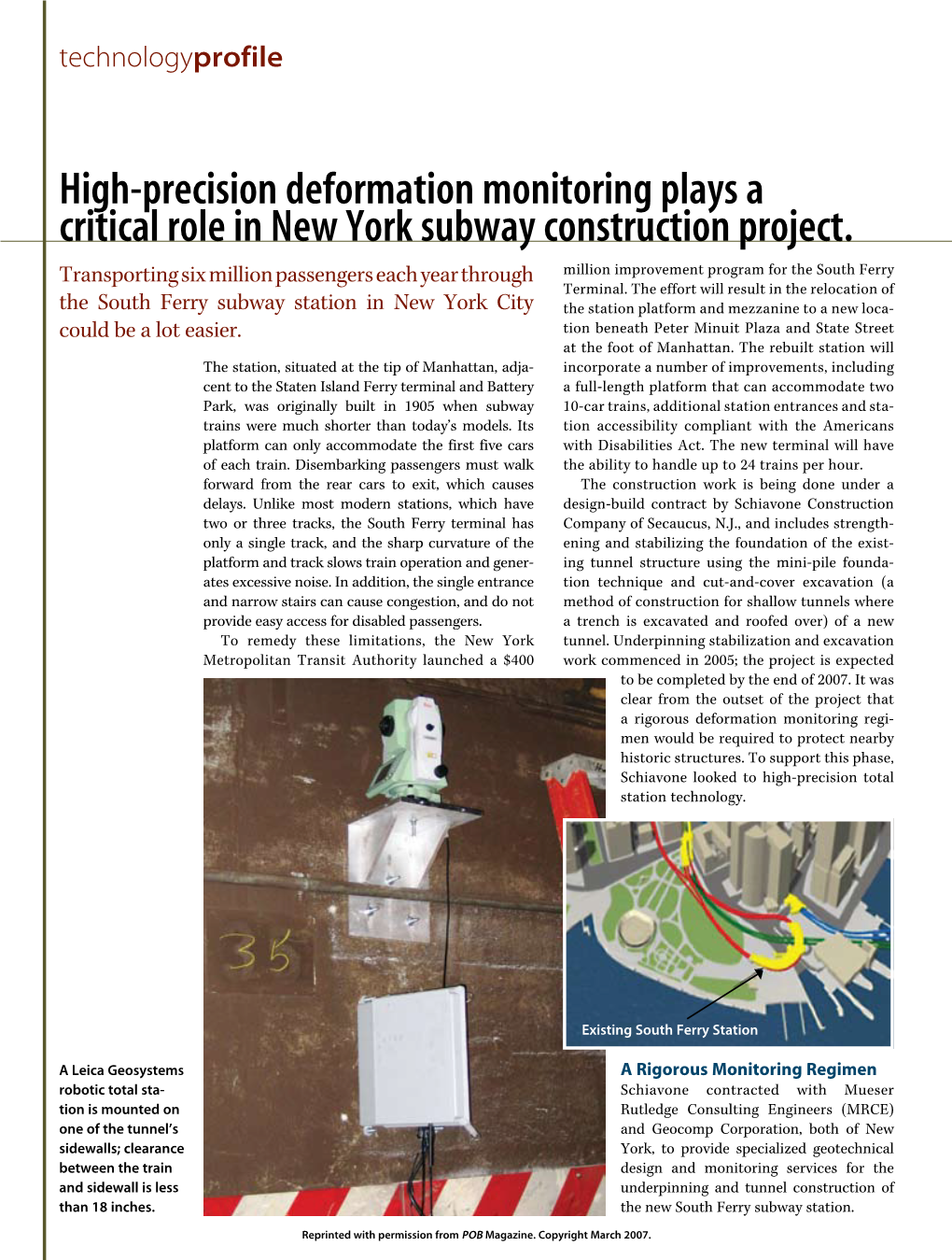 High-Precision Deformation Monitoring Plays a Critical Role in New York Subway Construction Project