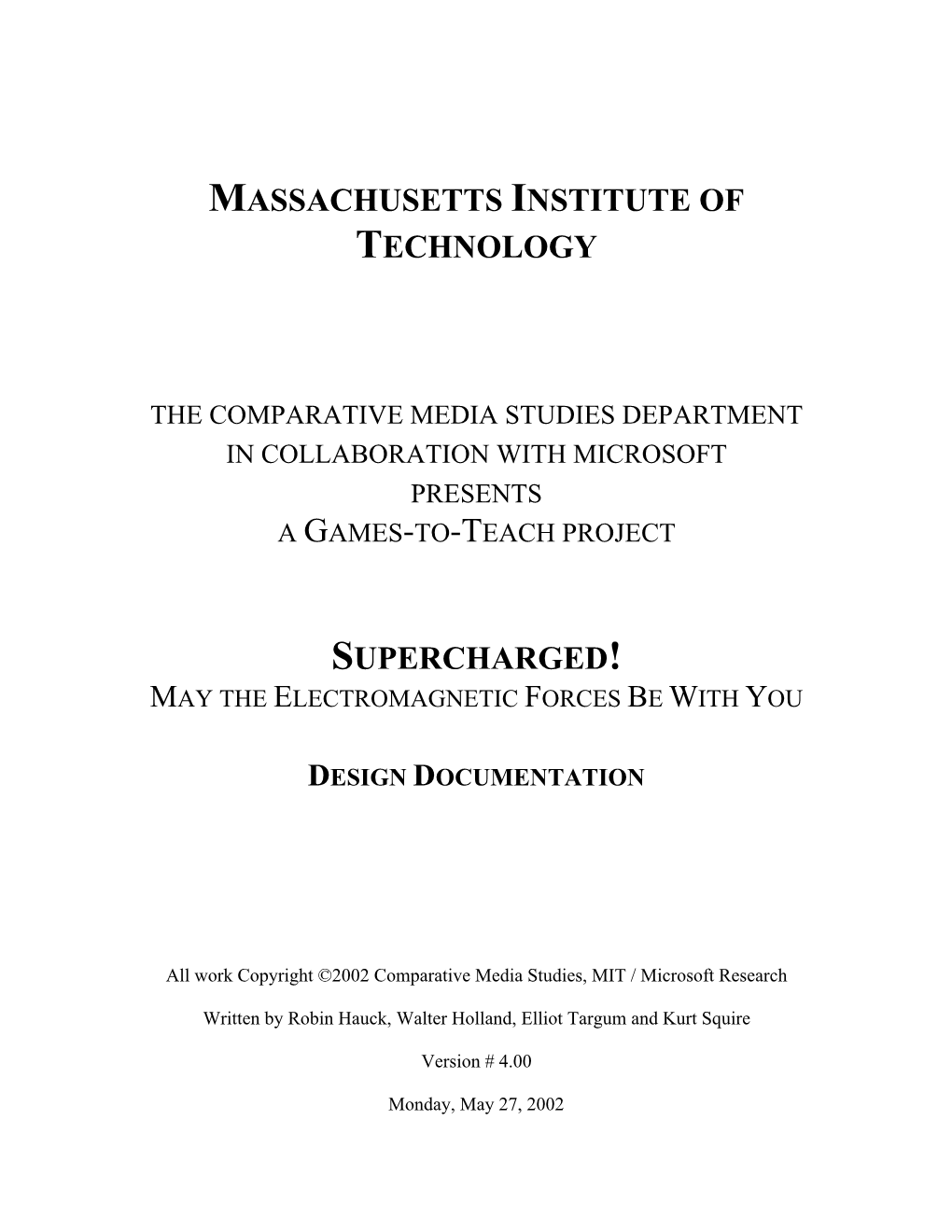 Massachusetts Institute of Technology Supercharged!