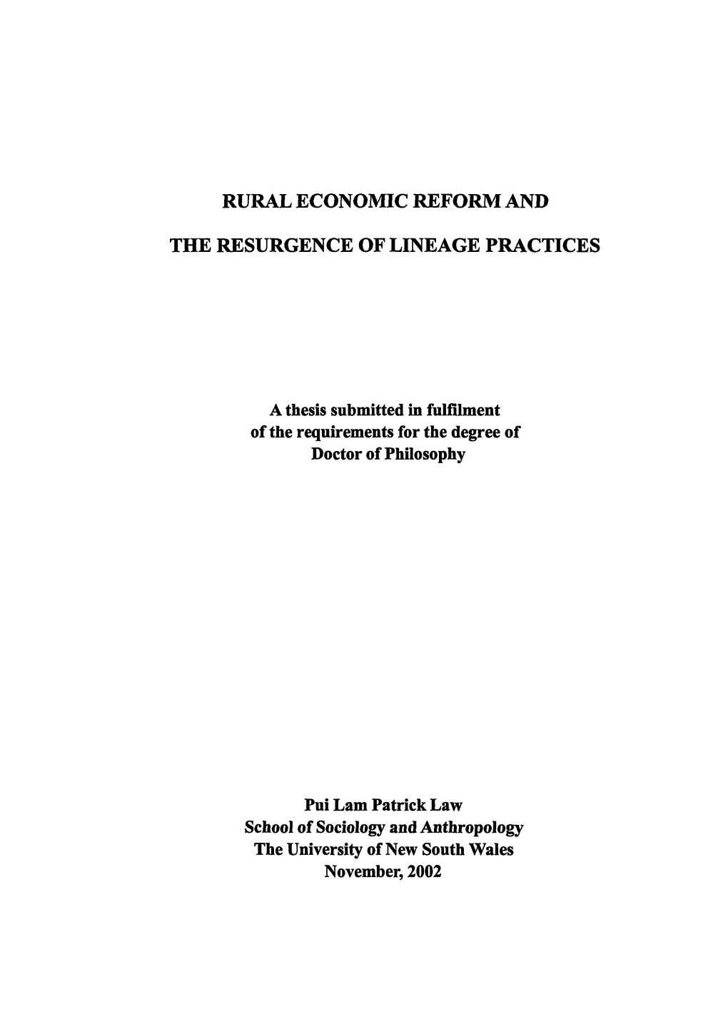 Rural Economic Reform and the Lo Lineage 246