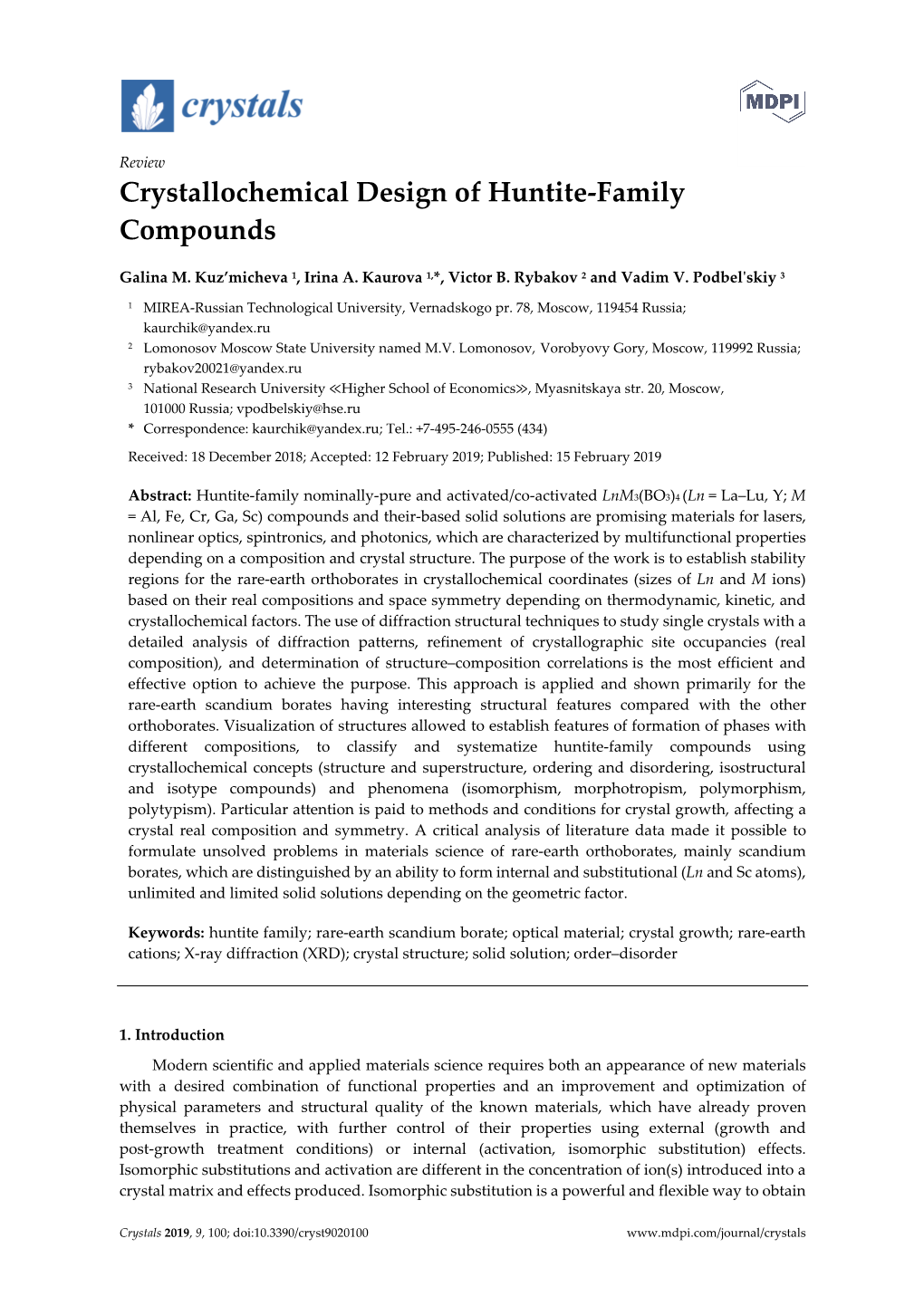 Crystallochemical Design of Huntite-Family Compounds