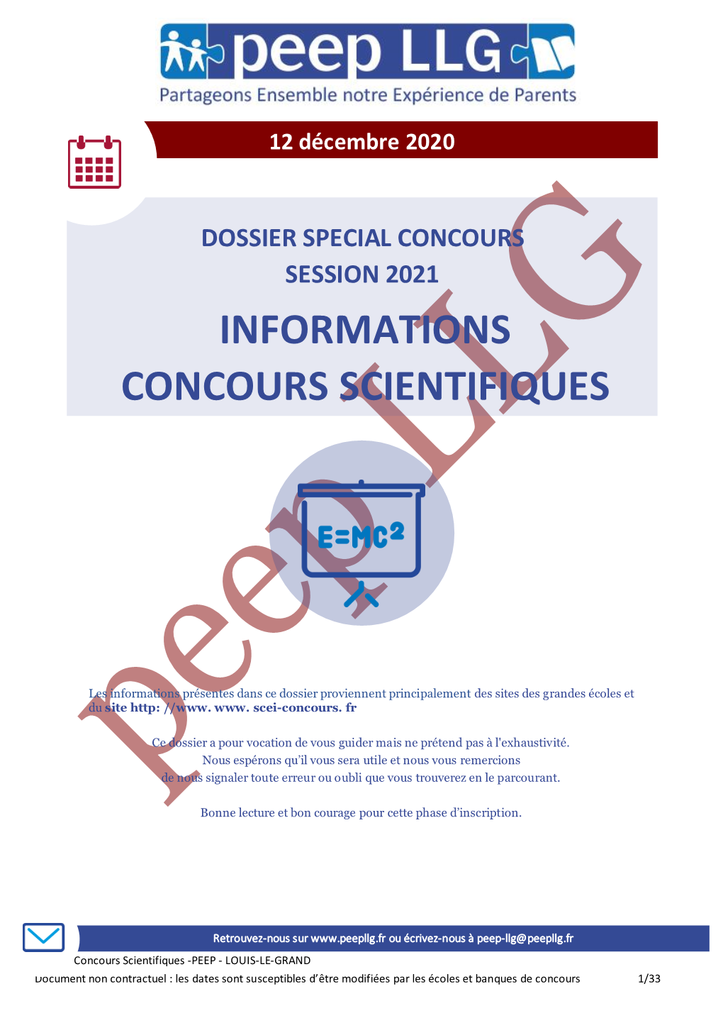 Informations Concours Scientifiques