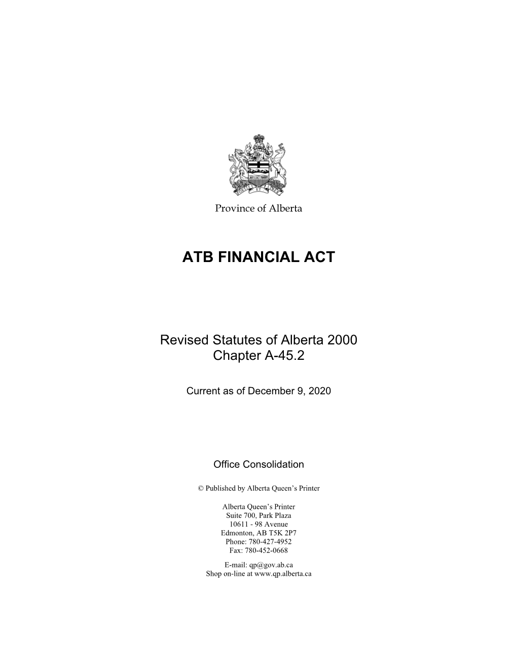 Atb Financial Act