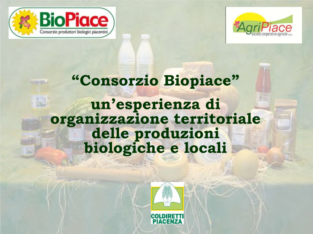 “Consorzio Biopiace” Un'esperienza Di Organizzazione Territoriale Delle Produzioni Biologiche E Locali