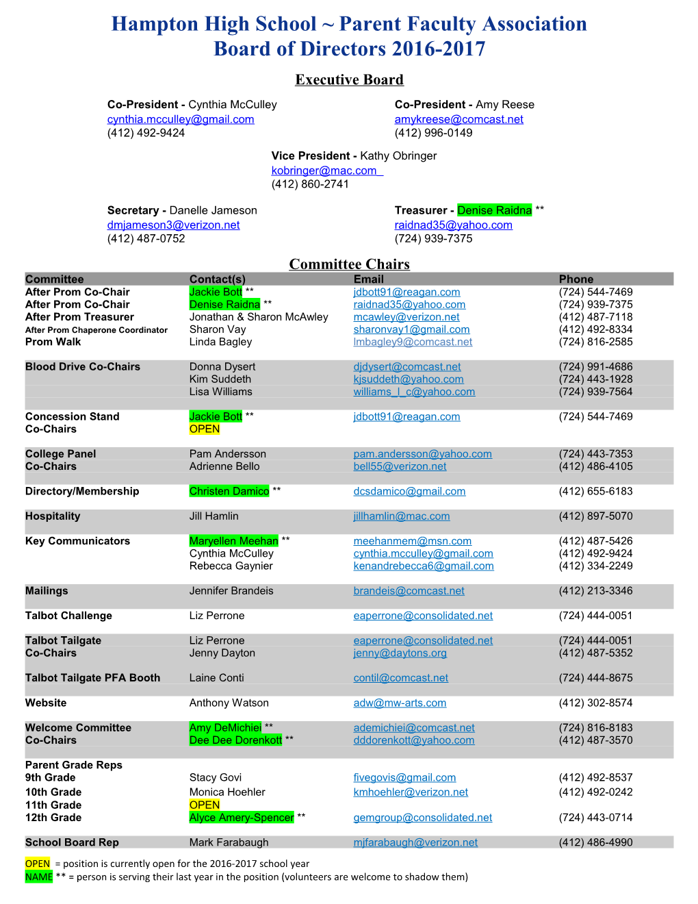 Hampton High School Parent Faculty Association