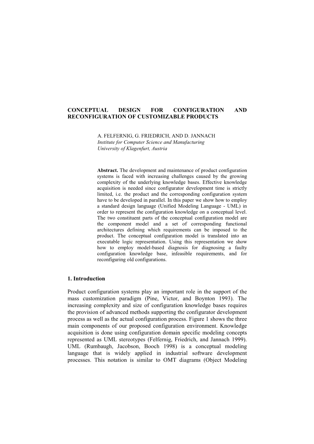 Conceptual Design for Configuration and Reconfiguration of Customizable Products