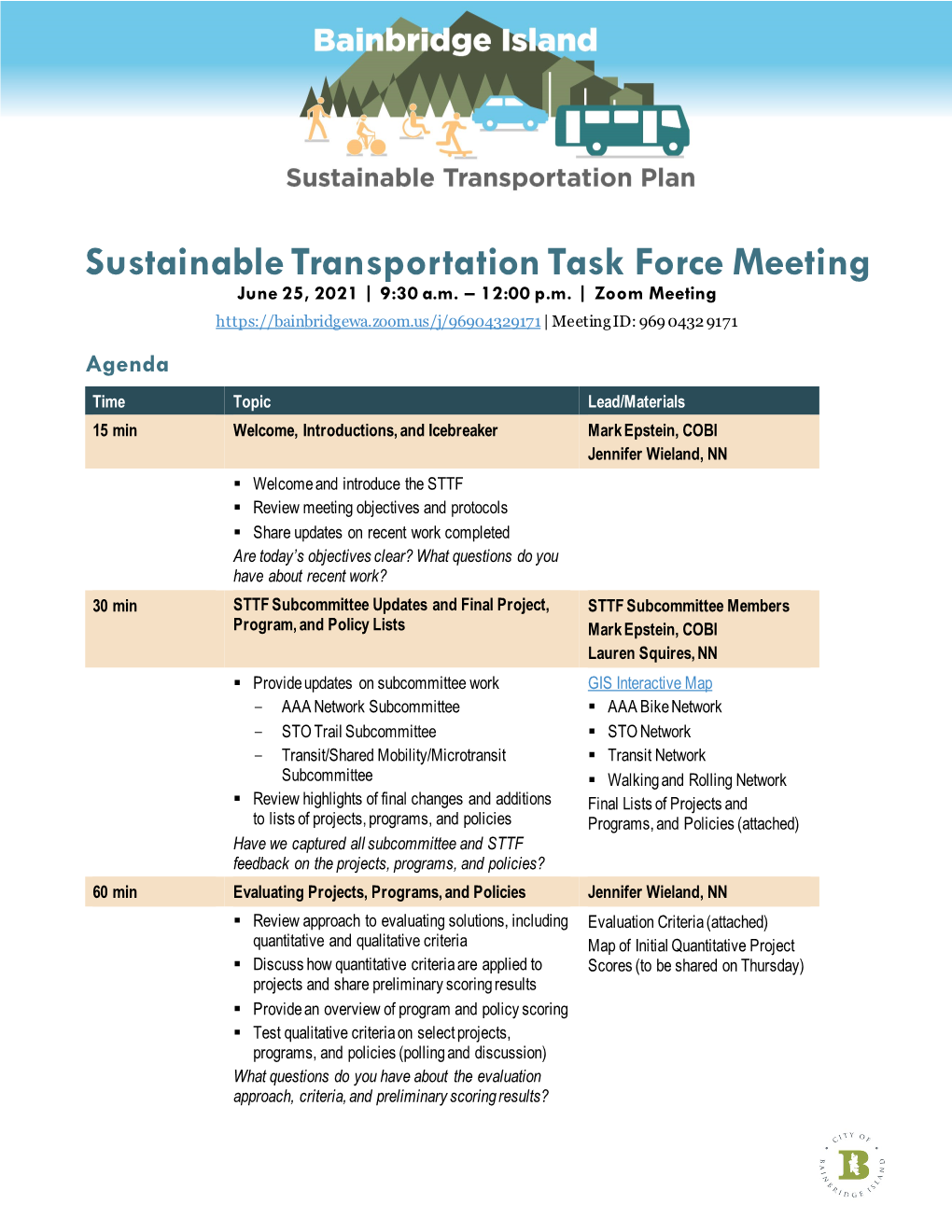 Sustainable Transportation Task Force Meeting June 25, 2021 | 9:30 A.M