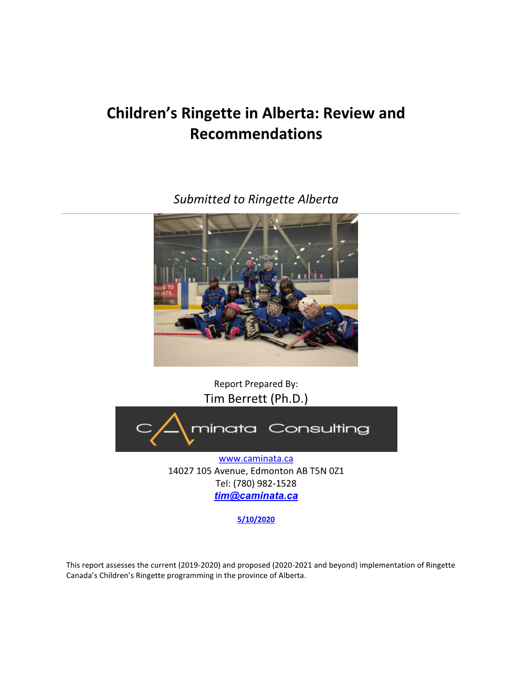 Children's Ringette in Alberta: Review and Recommendations