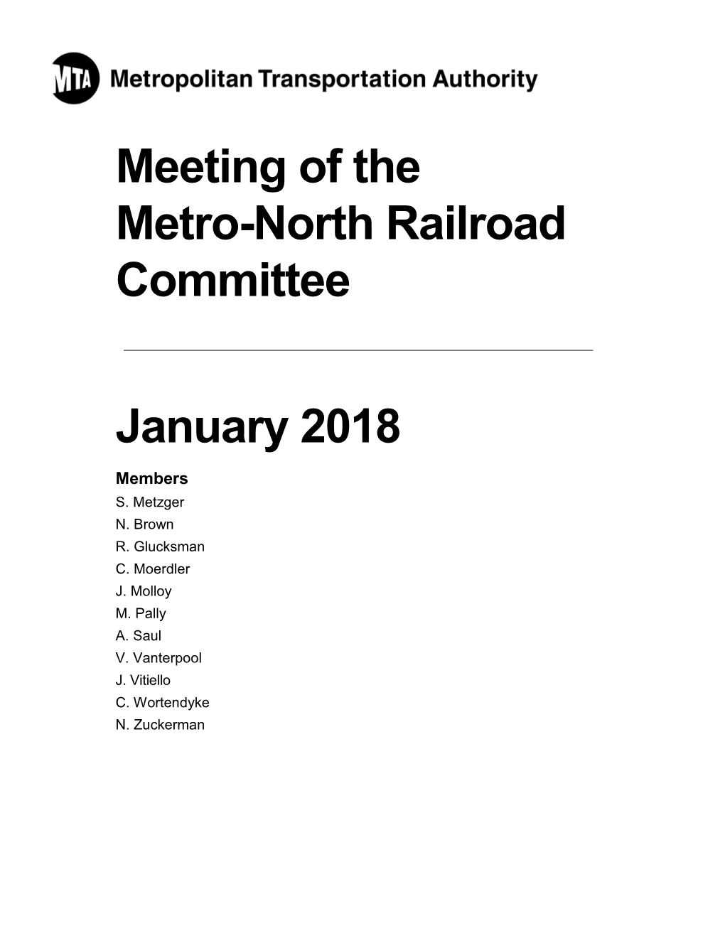 Meeting of the Metro-North Railroad Committee January 2018