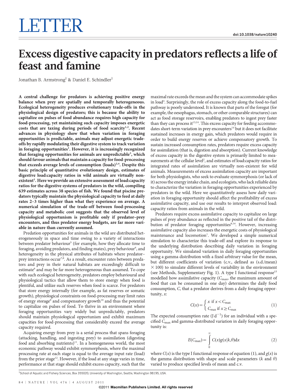 Excess Digestive Capacity in Predators Reflects a Life of Feast and Famine