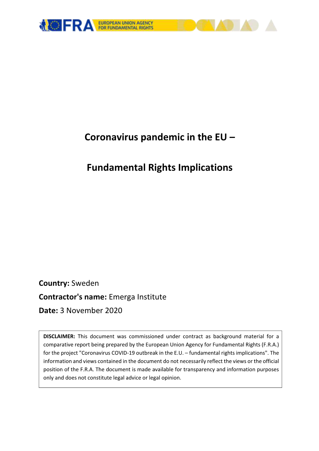 Coronavirus Pandemic in the EU –