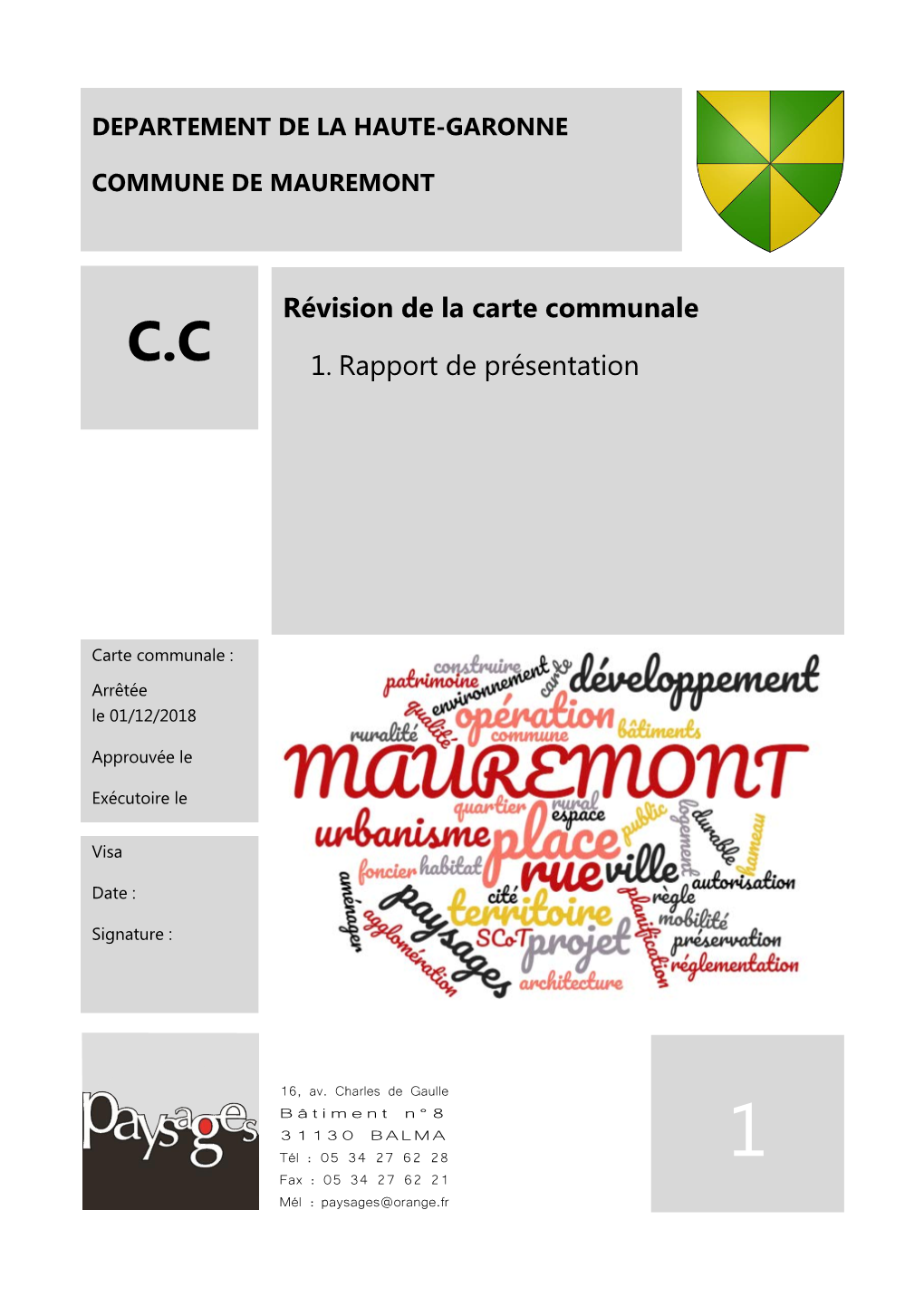 Révision De La Carte Communale 1. Rapport De Présentation