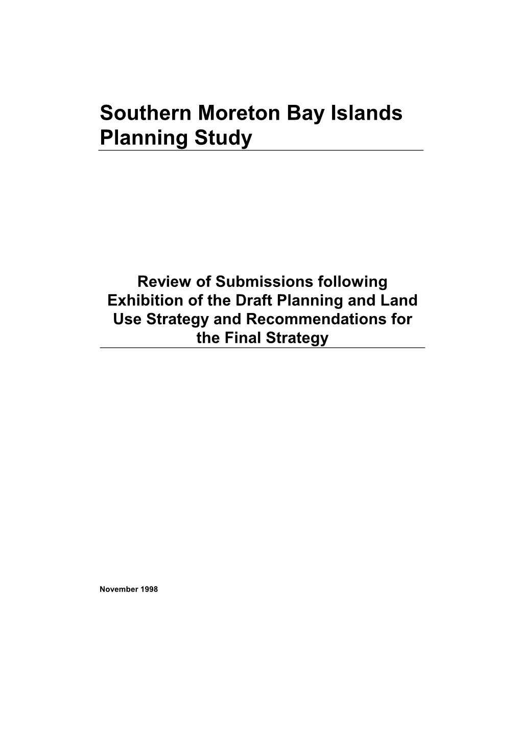 Southern Moreton Bay Islands Planning Study