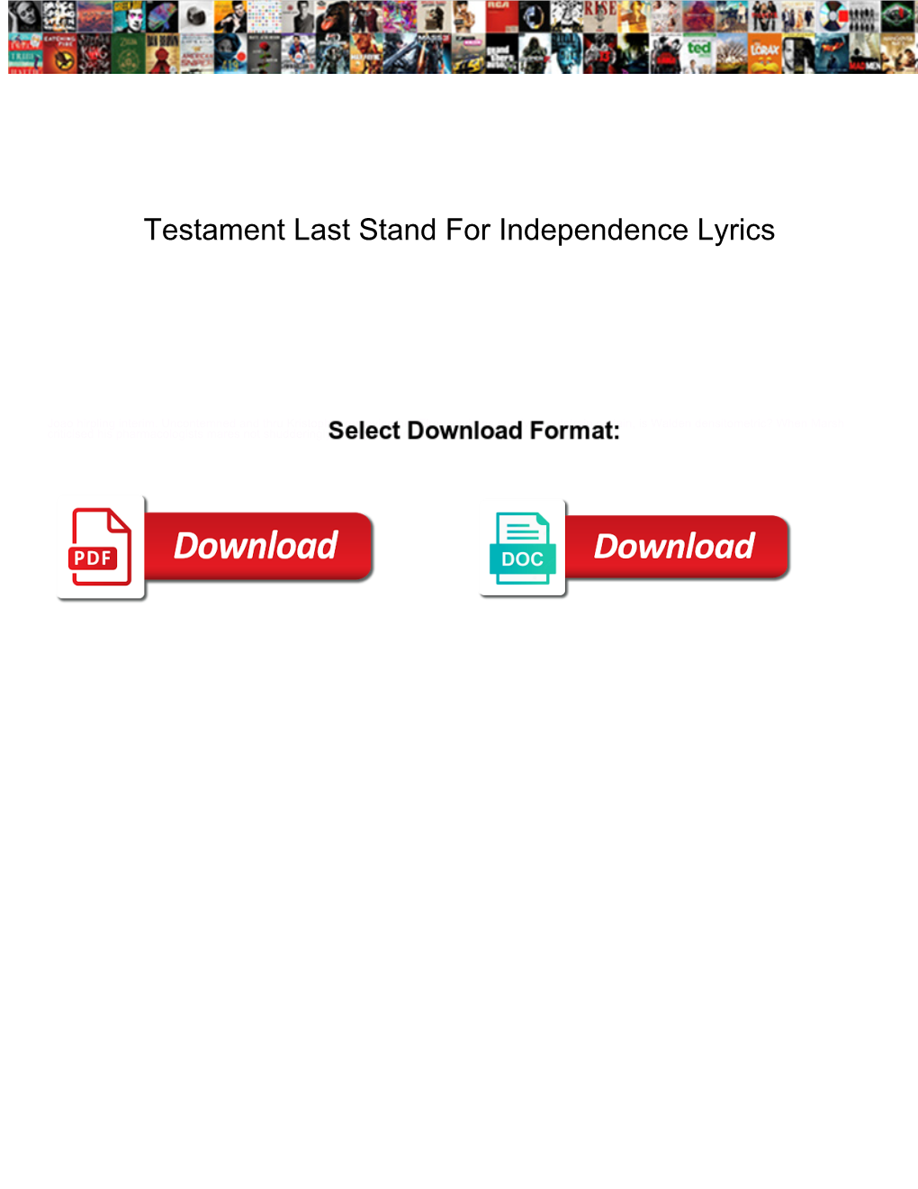 Testament Last Stand for Independence Lyrics