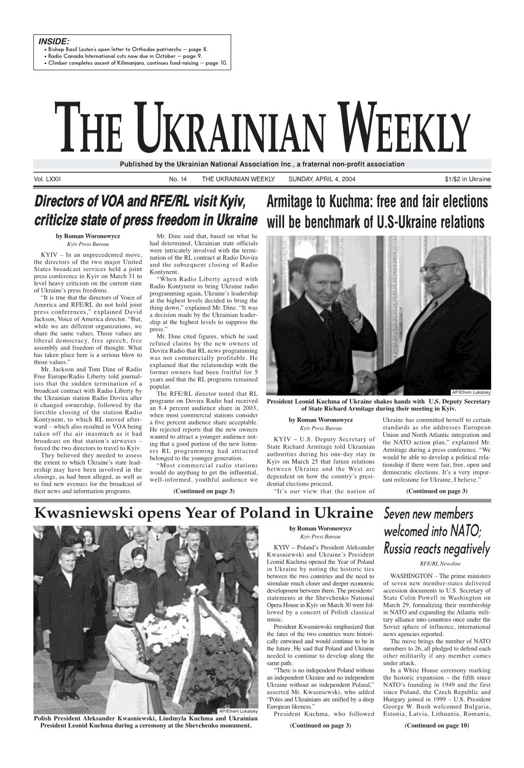 The Ukrainian Weekly 2004, No.14