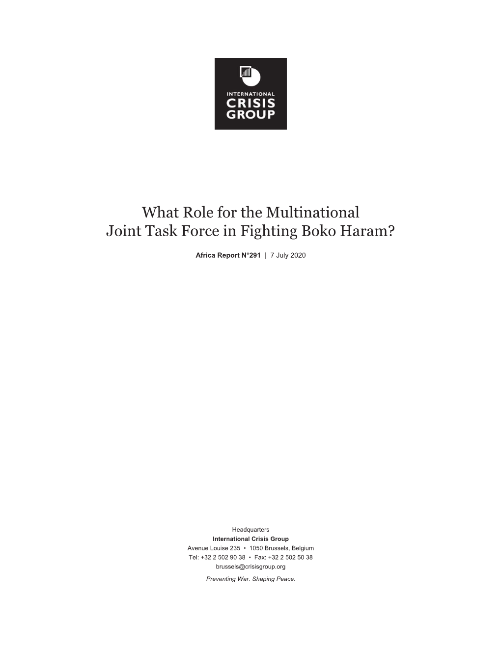 What Role for the Multinational Joint Task Force in Fighting Boko Haram?