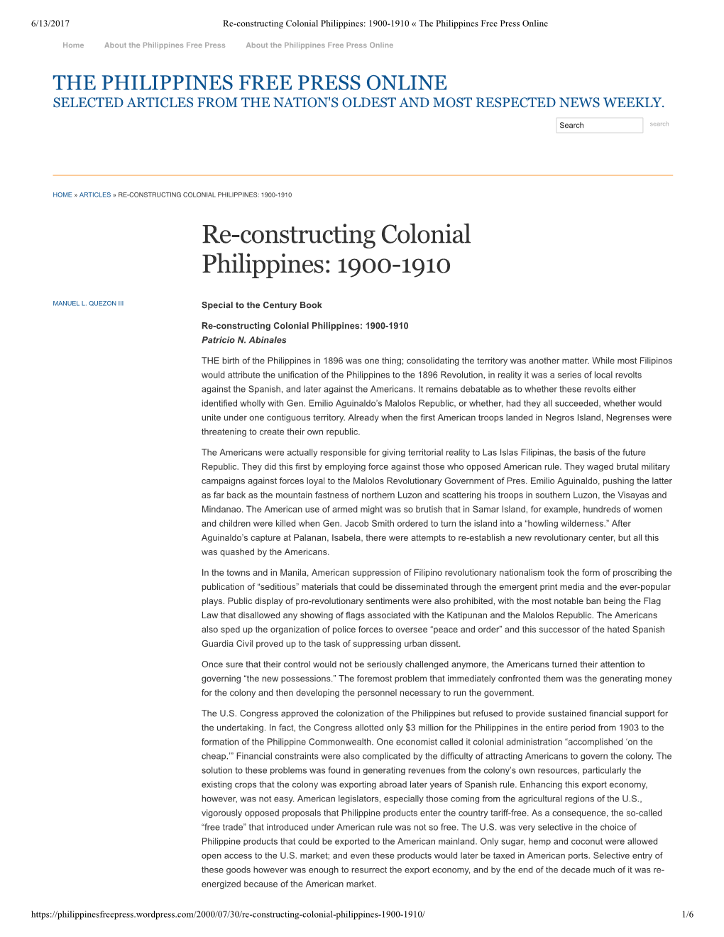 Re-Constructing Colonial Philippines: 1900-1910 « the Philippines Free Press Online