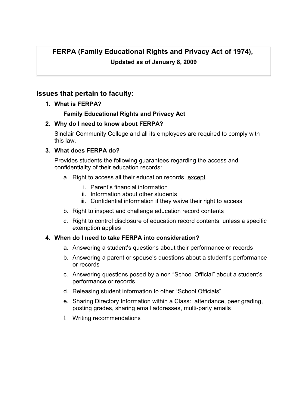 FERPA (Family Educational Rights and Privacy Act of 1974)