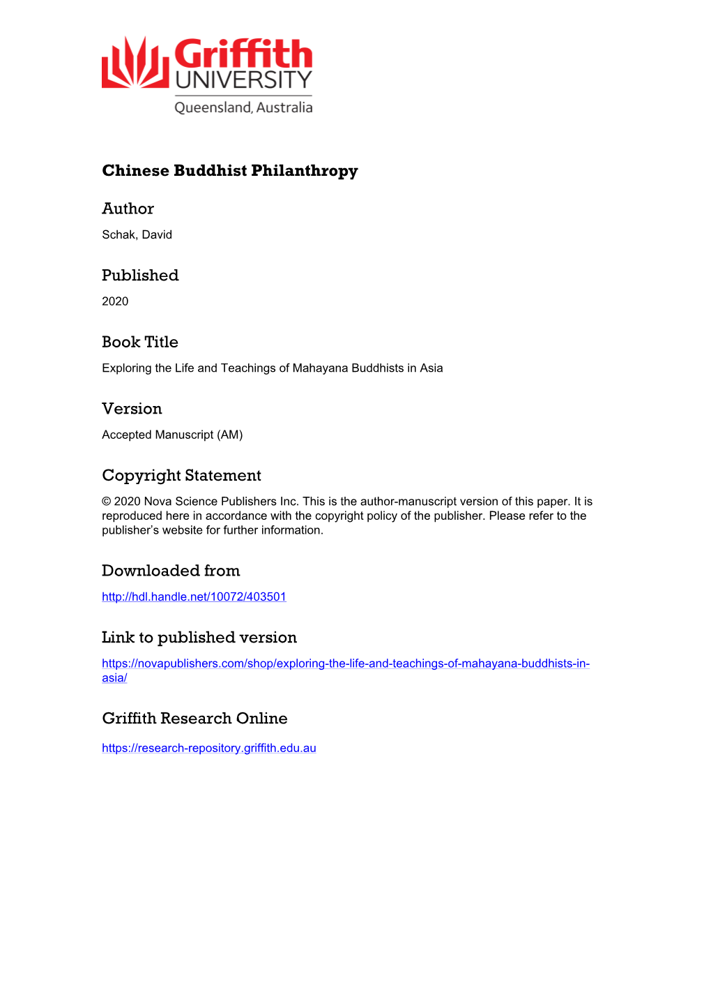 Chinese Buddhist Philanthropy