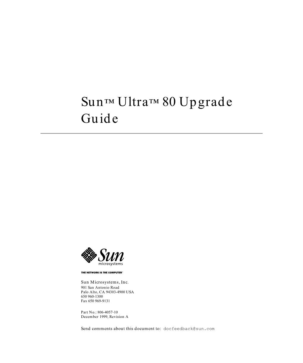 Sun Ultra 80 Upgrade Guide • December 1999 Figures