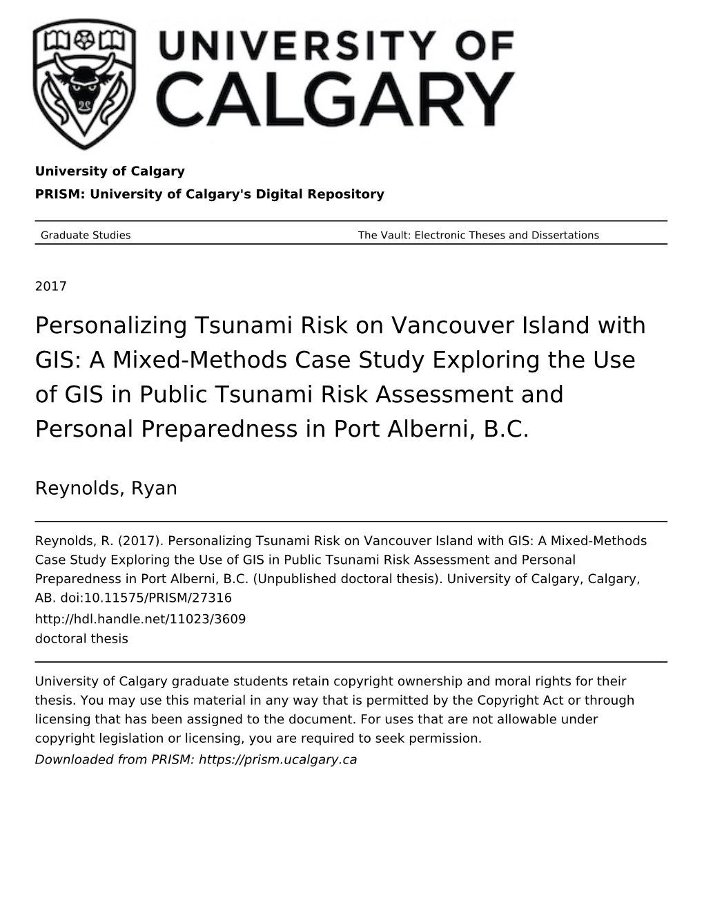 Personalizing Tsunami Risk on Vancouver Island with GIS: a Mixed