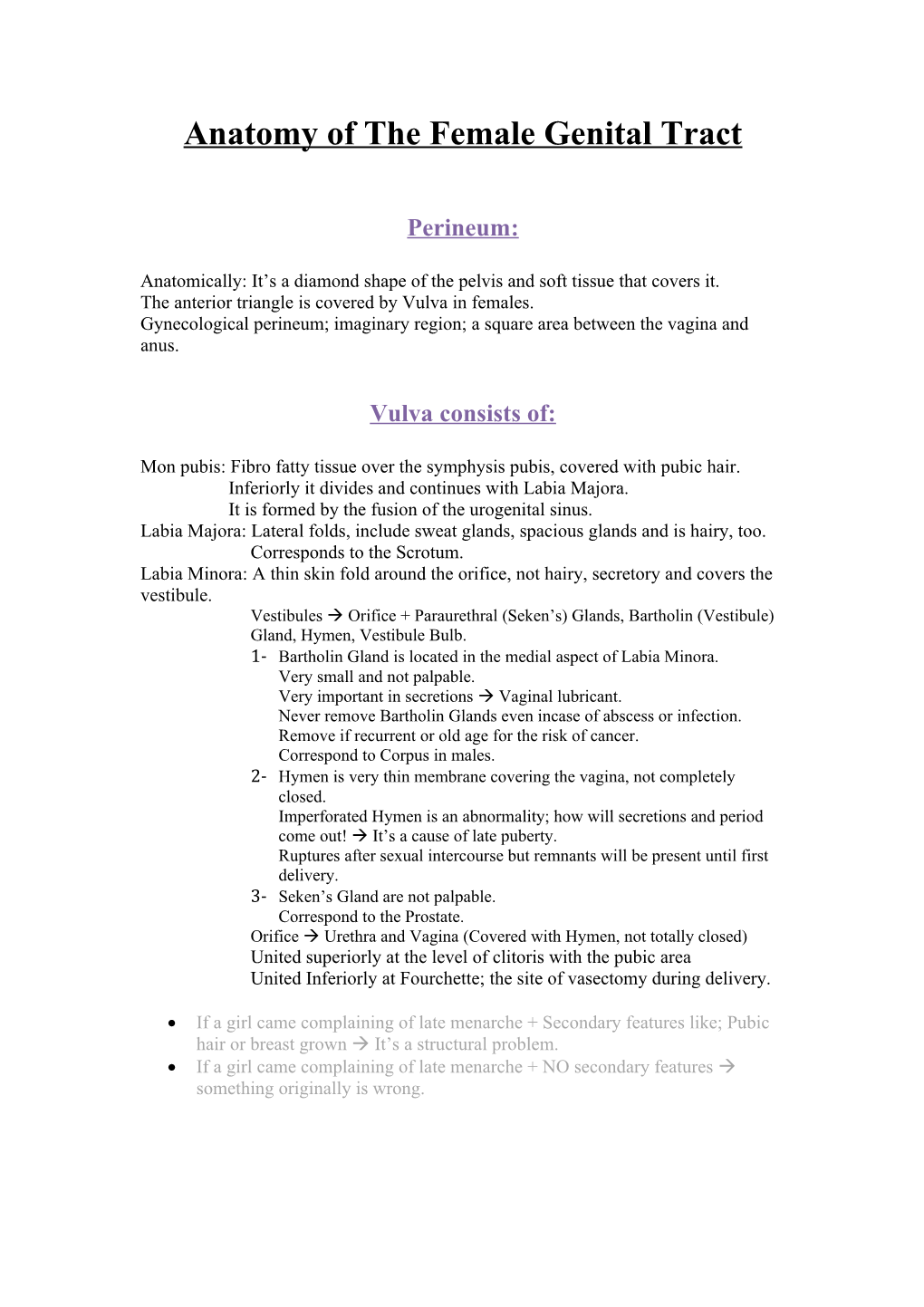 Anatomy of the Female Genital Tract